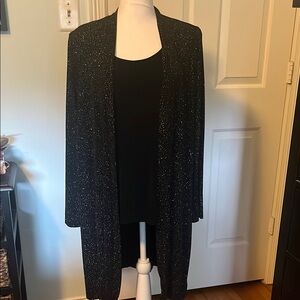 R&M Richards Black Shimmer tank top with attached Cardigan. Very sparkly